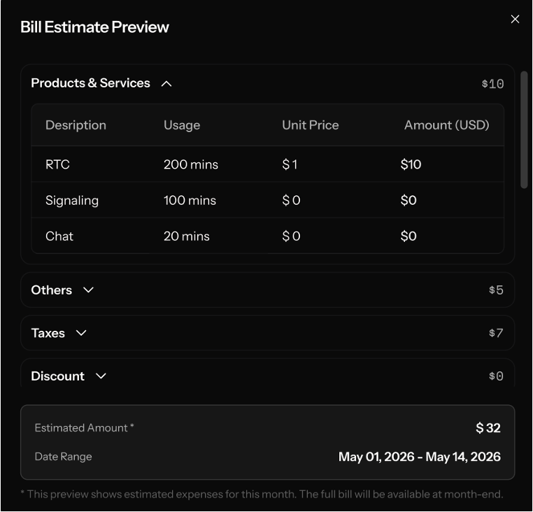 bill estimate preview