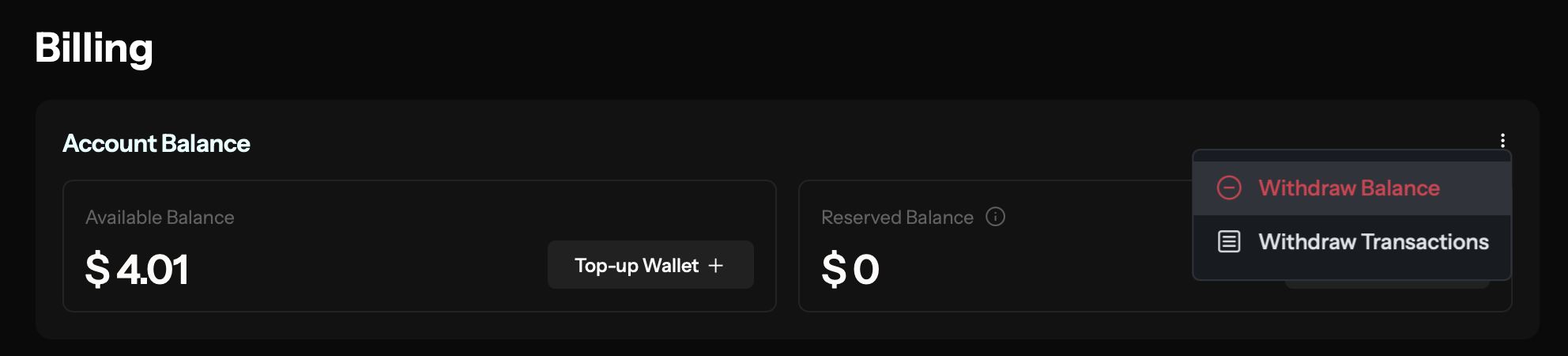 Withdraw balance